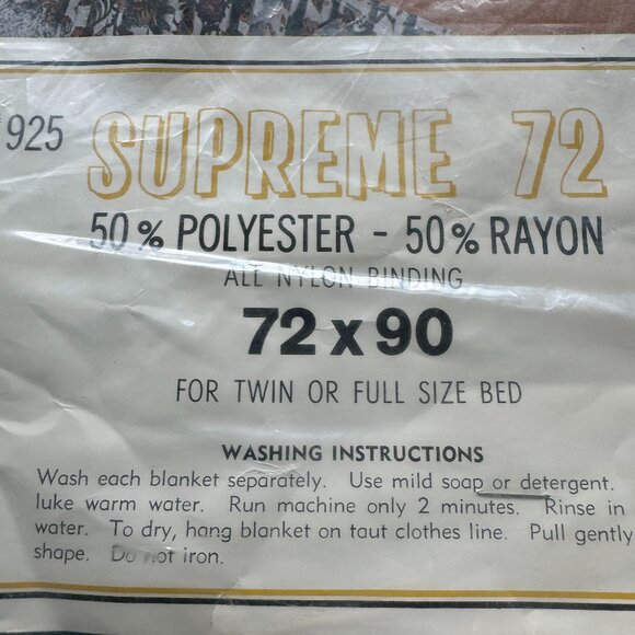 Vintage New Old Stock Beacon Napped Thermal Twin/Full Blanket Blue Satin Edge - Picture 9 of 14